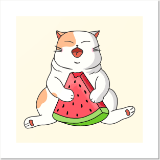 Cat Watermelon Posters and Art